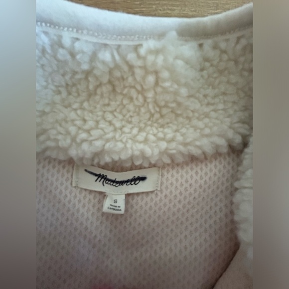 MADEWELL Faux Shearling Half-Zip Pullover Funnelneck  Kangaroo Pocket Warm Sz S - Picture 8 of 12